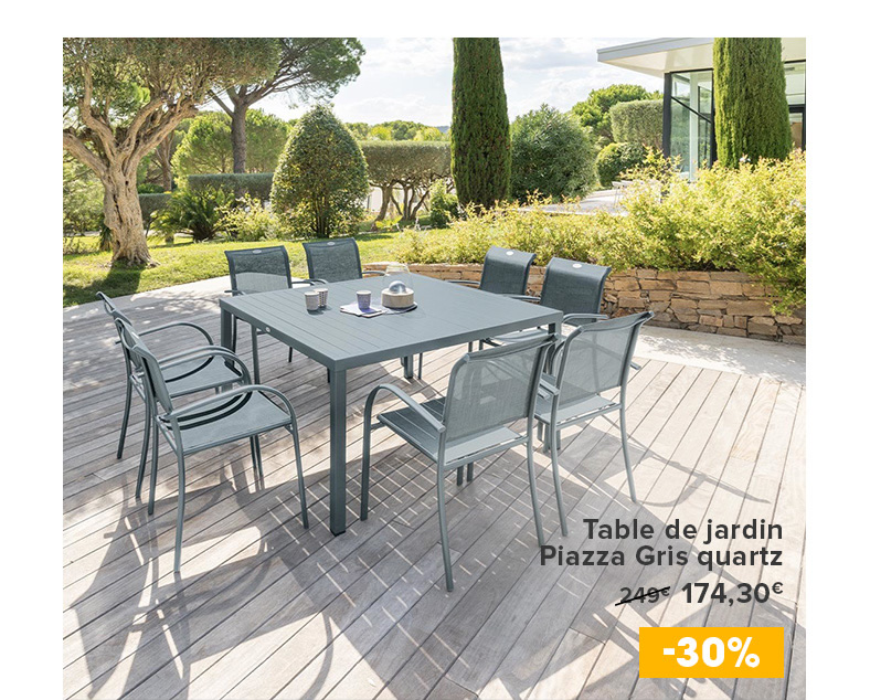 Table de jardin Piazza Gris quarts 174,30€ -30%