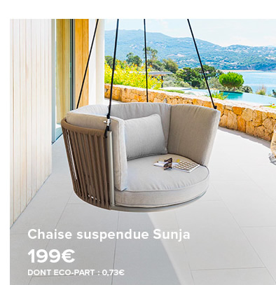 Chaise suspendue Sunja 199€ DONT ECO-PART : 0,73€