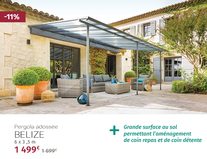 Pergola adossée BELIZE Graphite
