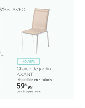 Chaise de jardin empilable Axant Lin & Blanc - Hespéride