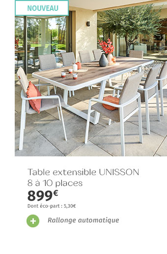 Table de jardin extensible Unisson Pécan & Blanc - Hespéride