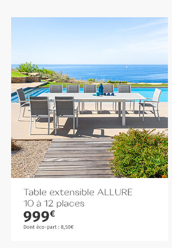 Table de jardin extensible Allure Gris & Blanc - Hespéride