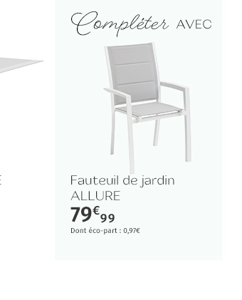 Fauteuil de jardin empilable Allure Glacier & Blanc - Hespéride