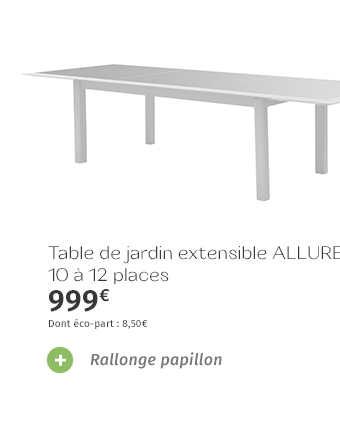 Table de jardin extensible Allure Gris & Blanc - Hespéride