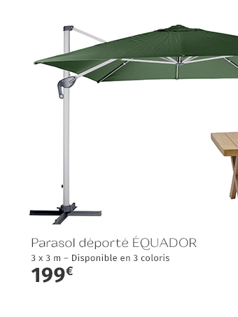 Parasol déporté carré Équador Vert olive - Hespéride