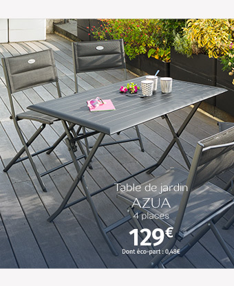 Table de jardin pliante rectangulaire Azua Graphite - Hespéride