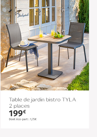 Table de jardin bistro Tyla Acacia & Graphite - Hespéride