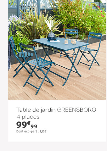 Table de jardin pliante rectangulaire Greensboro Pétrole - Hespéride