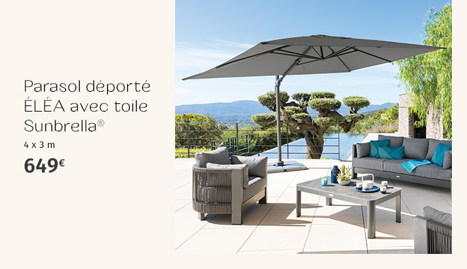 Parasol déporté rectangulaire Éléa avec toile Sunbrella® - Hespéride