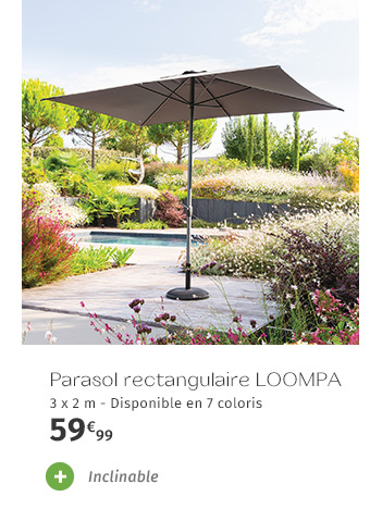 Parasol droit rectangulaire Loompa Ardoise - Hespéride