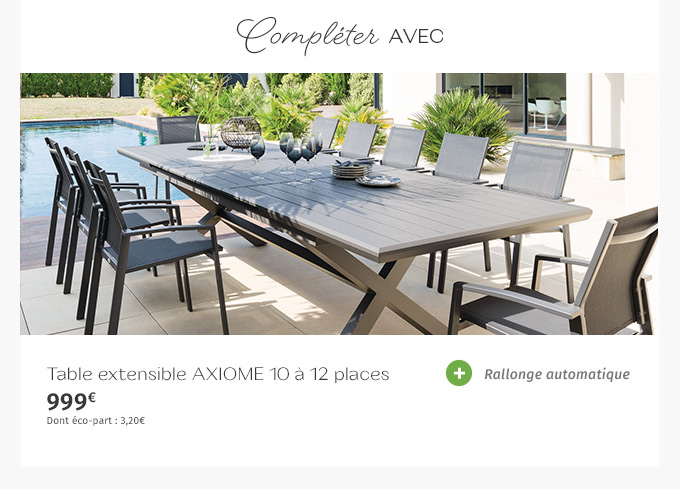 Table de jardin extensible Axiome Ardoise granitée - Hespéride