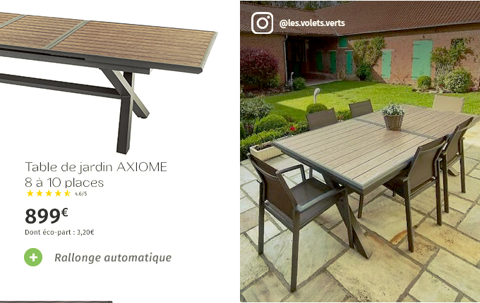 Table de jardin extensible Axiome Effet bois honey & Praline