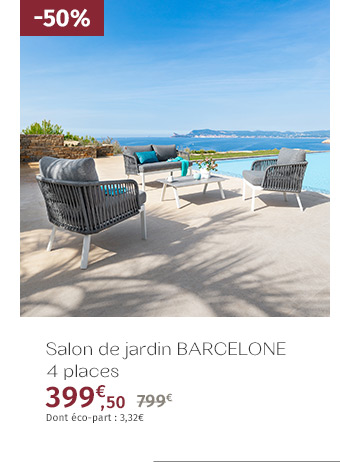 Salon de jardin Barcelone Granit & Blanc