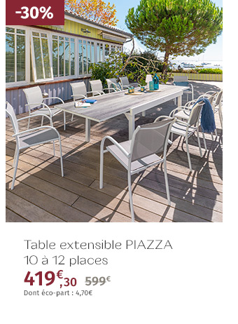 Table de jardin extensible Piazza Gris smoke & Blanc