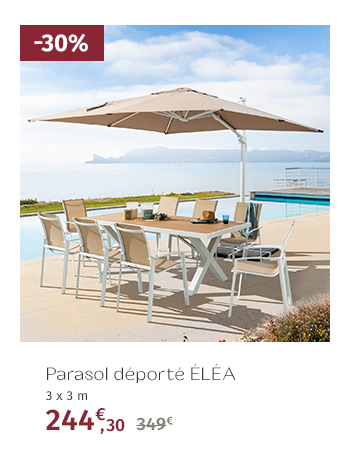 Parasol déporté inclinable Éléa Noisette & Blanc