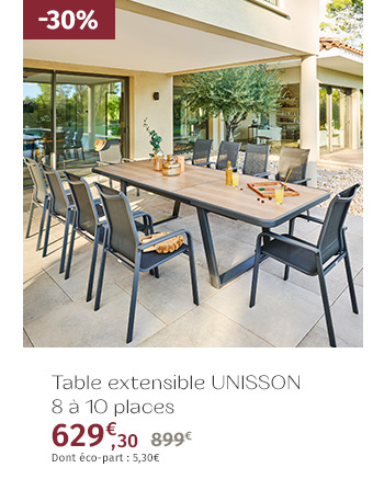 Table de jardin extensible Unisson Houblon & Graphite