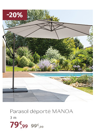 Parasol déporté rond Manoa Taupe & Graphite