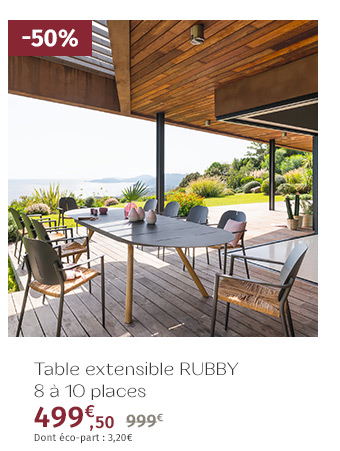 Table de jardin extensible ovale Rubby Graphite