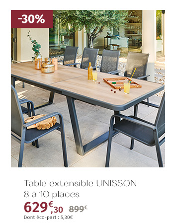 Table de jardin extensible Unisson Houblon & Graphite