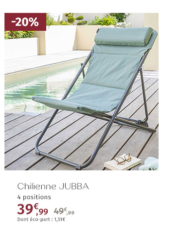 Chilienne de jardin pliante Jubba Vert jade & Graphite