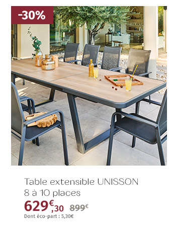 Table de jardin extensible Unisson Houblon & Graphite