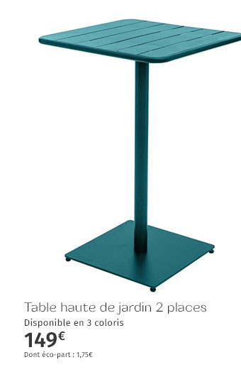 Table haute de jardin Phuket Bleu canard