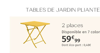 Table de jardin pliante carrée Greensboro Jaune moutarde