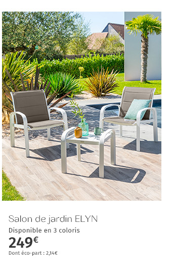 Salon de jardin duo Elyn Noisette & Blanc