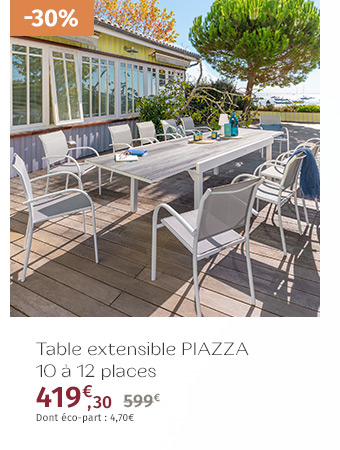 Table de jardin extensible Piazza Gris smoke & Blanc