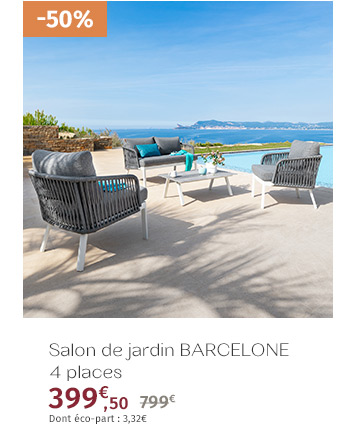 Salon de jardin Barcelone Granit & Blanc