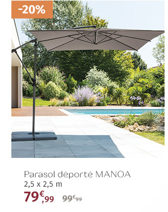 Parasol déporté carré Manoa Taupe