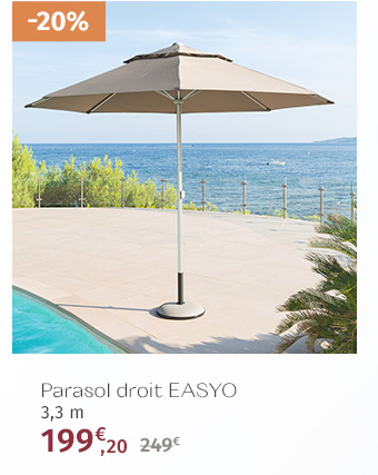 Parasol droit rond télescopique Easyo Ardoise