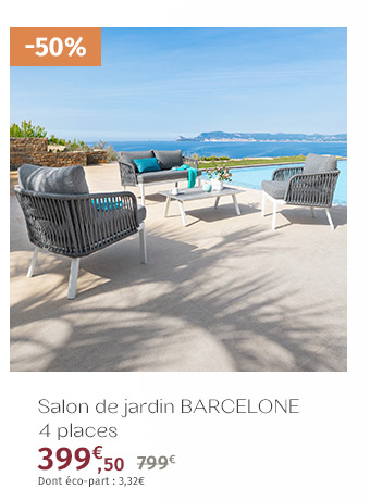 Salon de jardin Barcelone Granit & Blanc