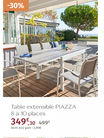 Table de jardin extensible Piazza Gris smoke & Blanc