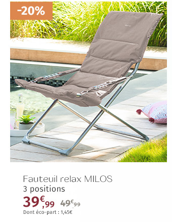 Fauteuil relax de jardin Milos Taupe