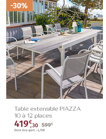 Table de jardin extensible Piazza Gris smoke & Blanc