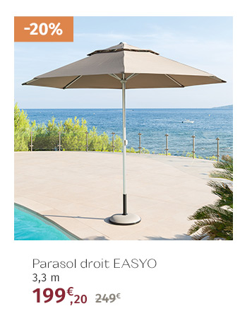 Parasol droit rond télescopique Easyo Ardoise