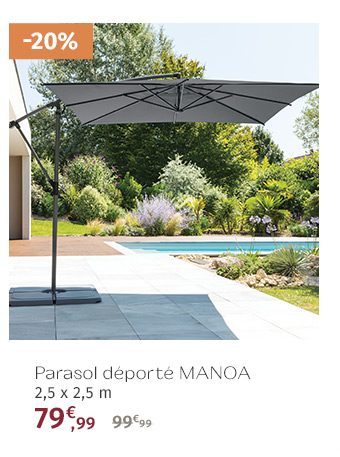 Parasol déporté carré Manoa Ardoise