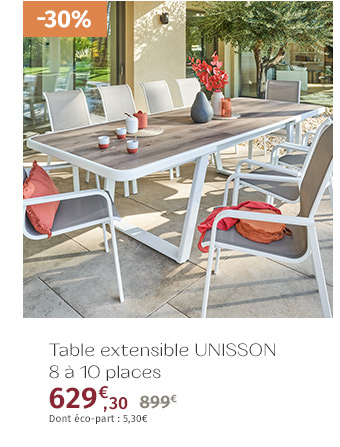 Table de jardin extensible Unisson Pécan & Blanc