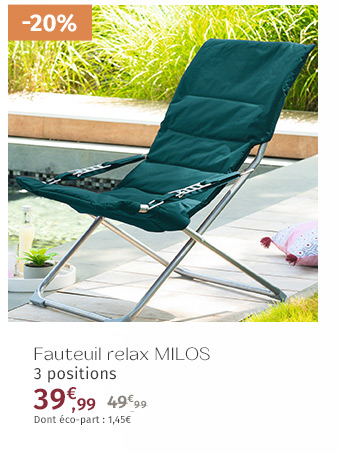 Fauteuil relax de jardin Milos Bleu canard