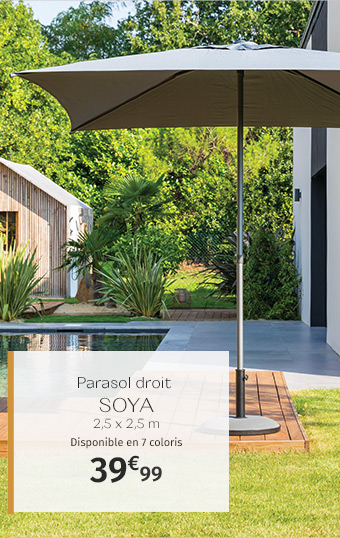 Parasol droit carré Soya Ardoise