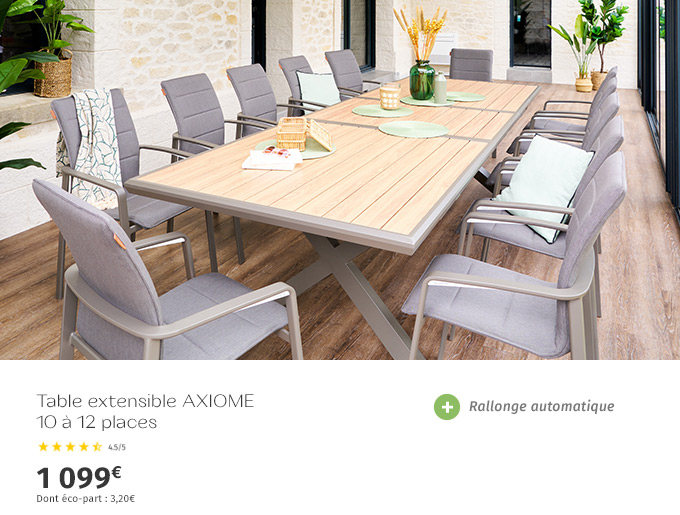 Table de jardin extensible Axiome Effet bois honey & Praline