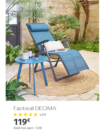 Fauteuil de jardin inclinable Decima Bleu canard & Graphite