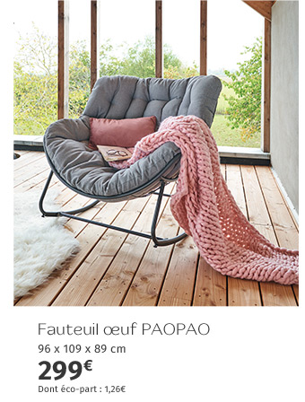 Fauteuil oeuf à bascule de jardin Paopao Roche & Graphite