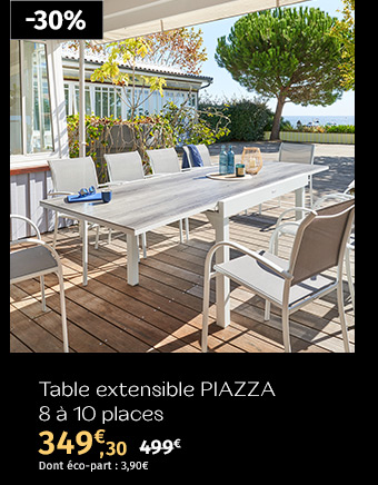 Table de jardin extensible Piazza Gris smoke & Blanc