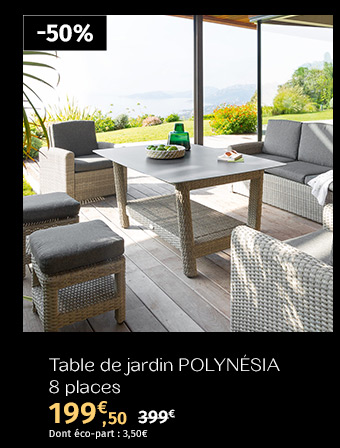 Table de jardin rectangulaire Polynésia Havane