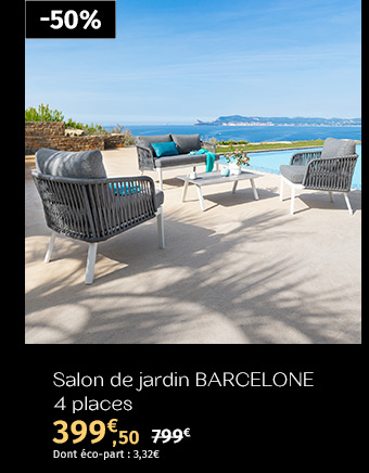 Salon de jardin Barcelone Granit & Blanc