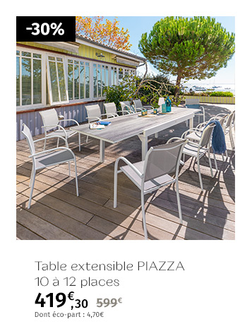 Table de jardin extensible Piazza Gris smoke & Blanc