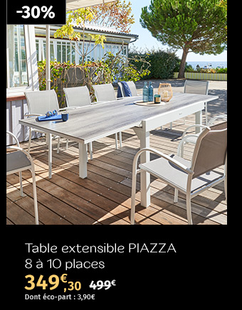 Table de jardin extensible Piazza Gris smoke & Blanc