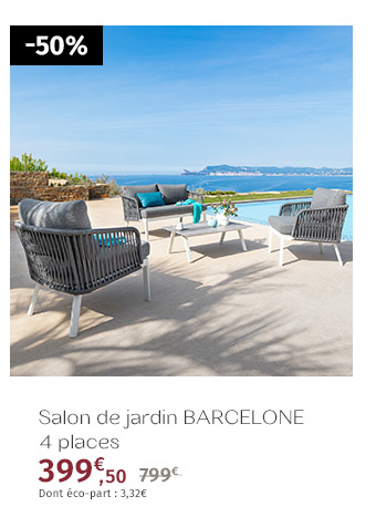 Salon de jardin Barcelone Granit & Blanc